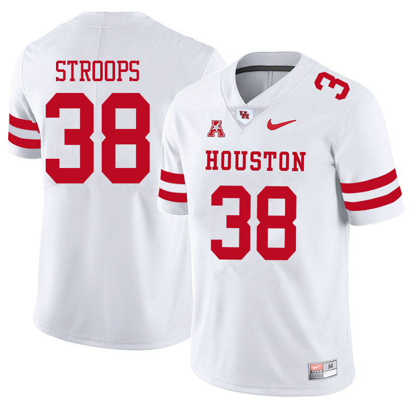 Men #38 Theron Stroops Houston Cougars College Football Jerseys Sale-White